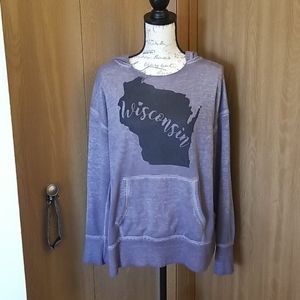 Maurices Blueish-Gray Graphic Hooded Sweatshirt